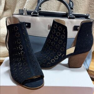 Crown & Ivy Black Cut-Out Ankle Booties